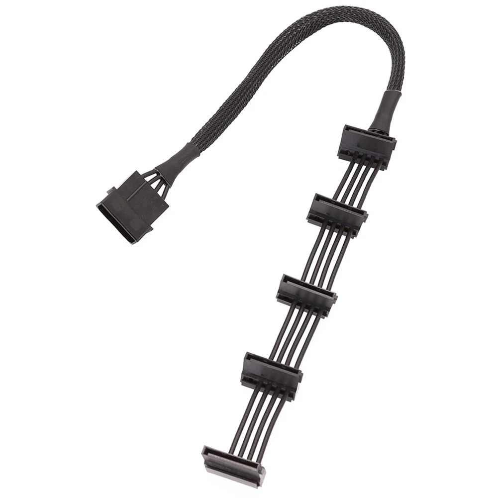 High Quality Practical Durable PC Server 4 Pins IDE Molex1 to 5 SATA Power Cable Adapter Splitter Cables 18AWG