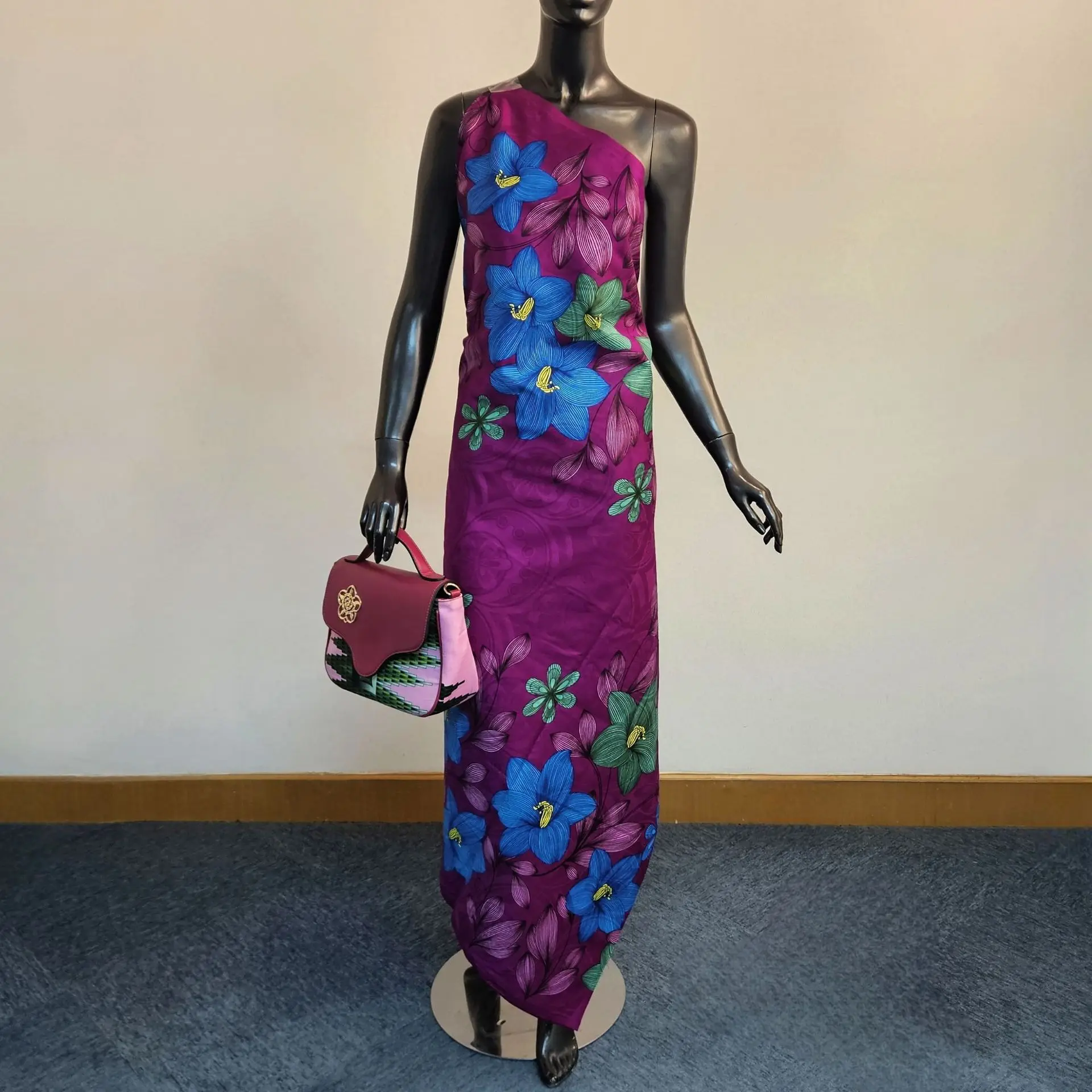 Floral Printed on Purple Blue Cotton African Wax Fabric Batik Fabric for DIY Sewing Clothes Jacket Cushions Tablecloth R6065
