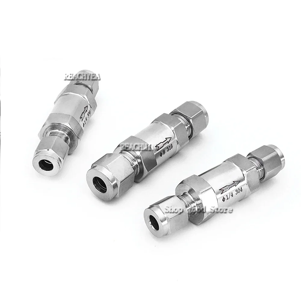 

Fit 3/6/8/10/12-20mm 1/8" 1/4" 3/8" 1/2" OD Tube Compression Check Valve One Way Non-return Inline 304 316 Stainless Steel