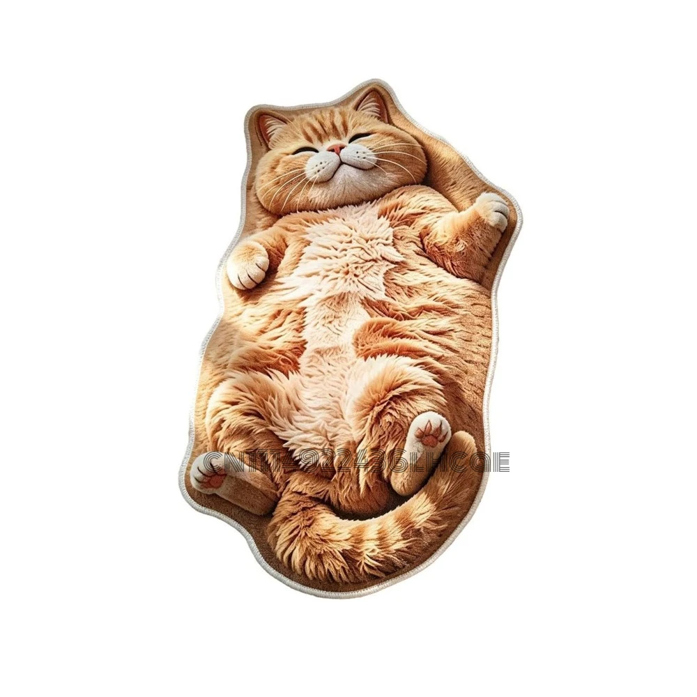 Cozy Cat Rugs, Non-Slip Backing, Cozy Sleeping Cat Floor Rug Plush Door Mat for Entryway, Bedside, and Indoor Accent Corners