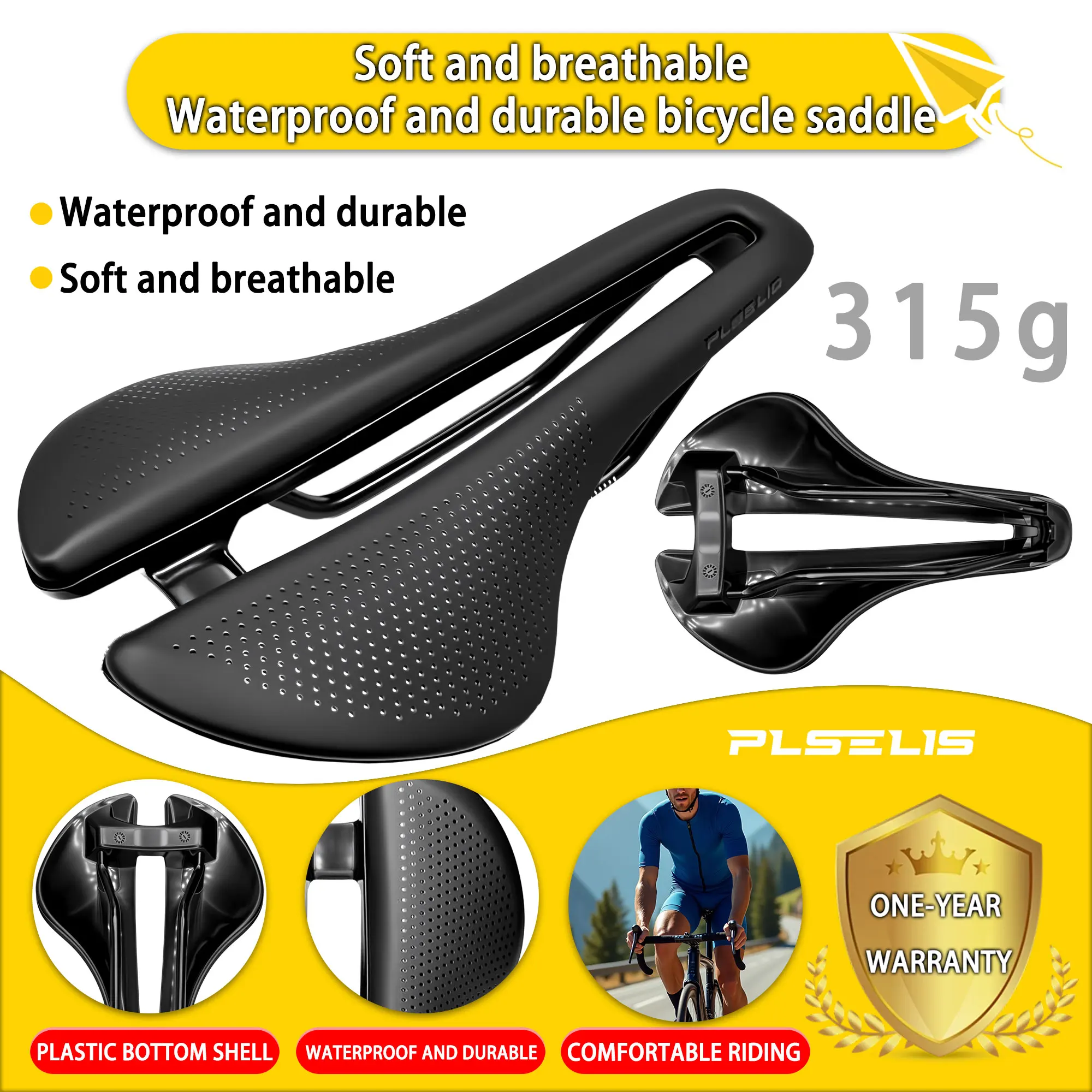 

Plselis soft sponge road bike seat, waterproof light bike seat, bicycle saddle riding equipment with weight of 315g.