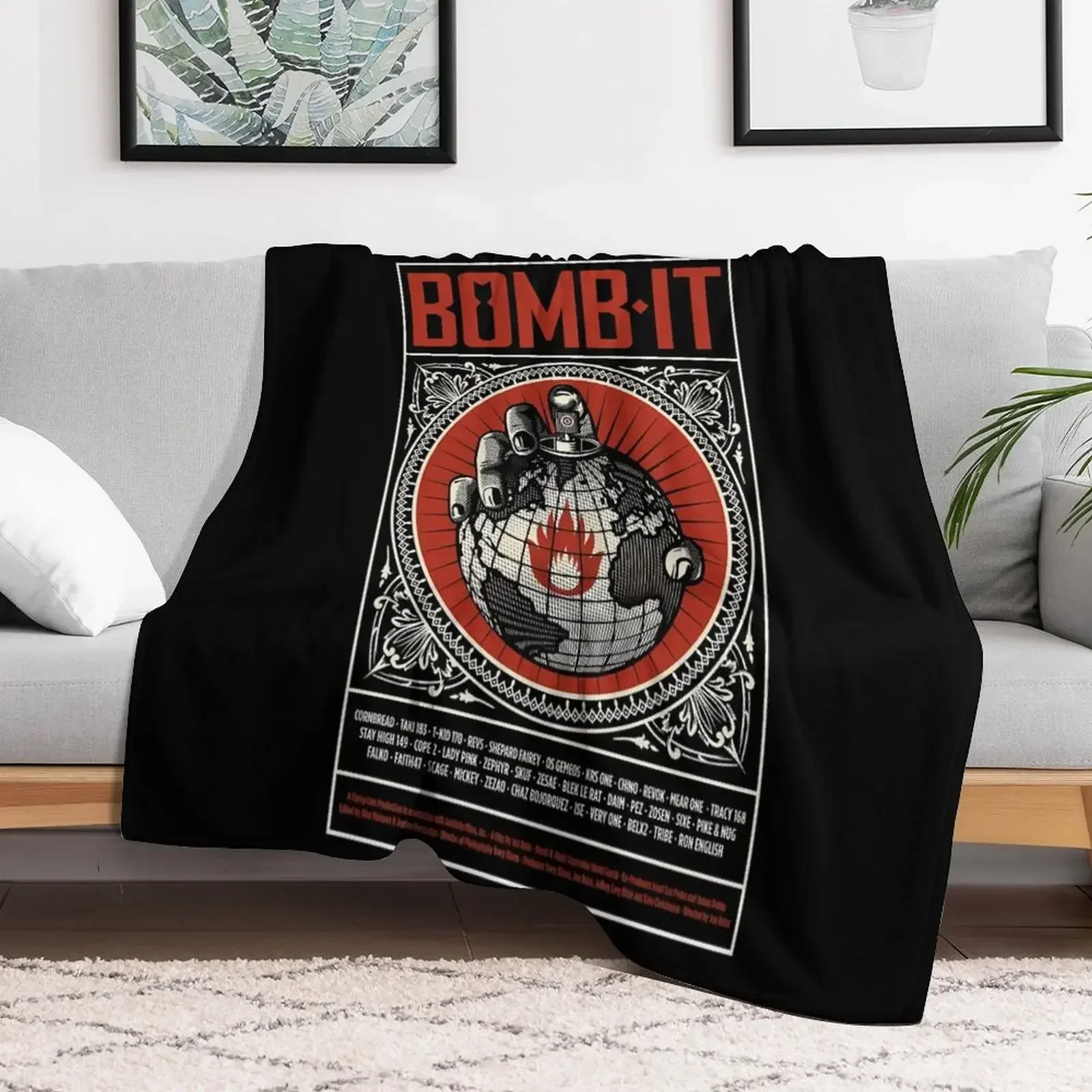 Shepard Fairey BOMB.IT Throw Blanket Quilt Thin Furrys Blankets