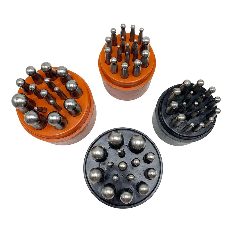 Punches Set Dapping Block for Metal Forming Doming Jewelry Smithing Tool Round Beads Handmade DIY Bell Ring Jewelry Forming