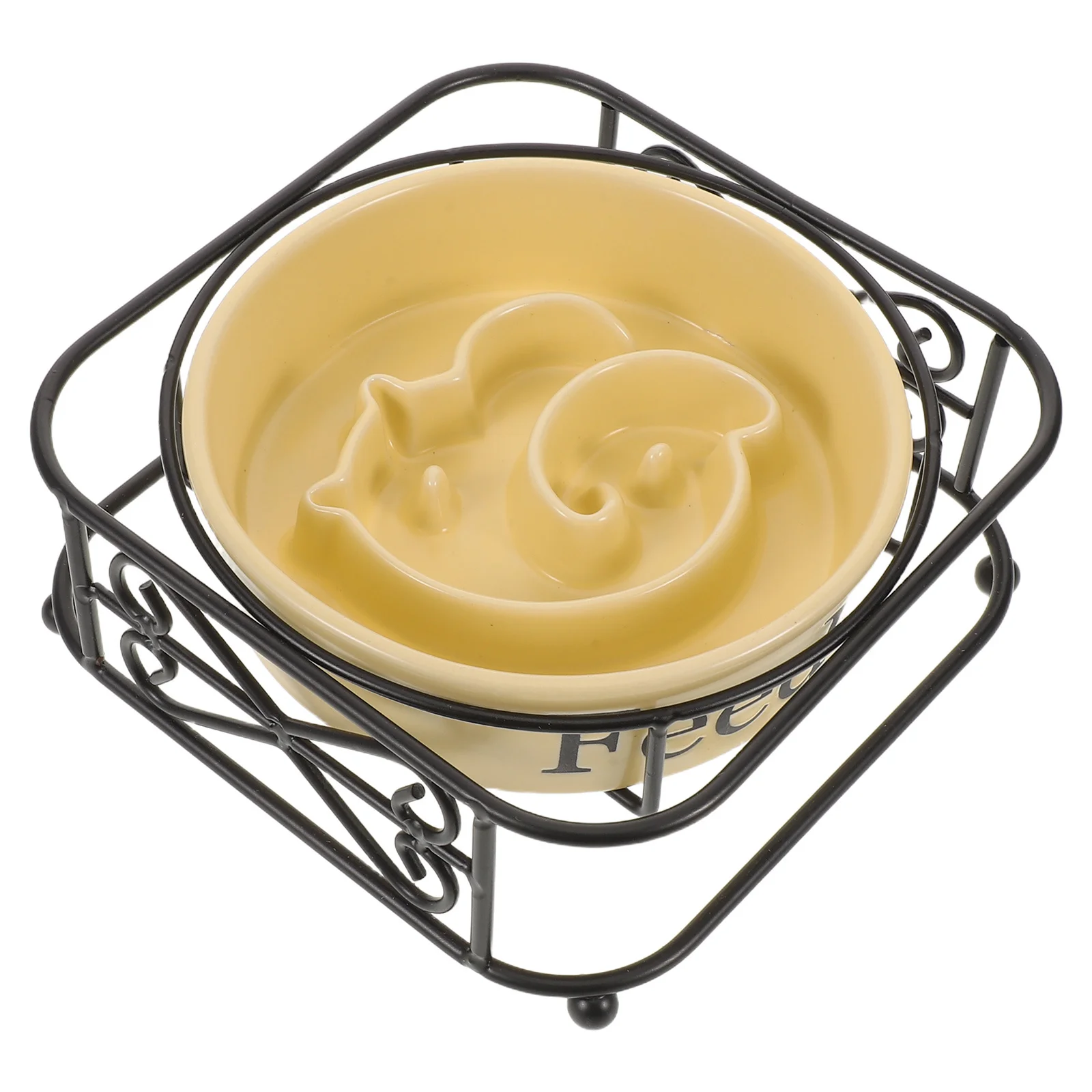 

Ceramic Slow Feeder Dog Bowl Elevated Stable Non-Tip Maze Anti- Feeding for Small Medium Dogs Cats