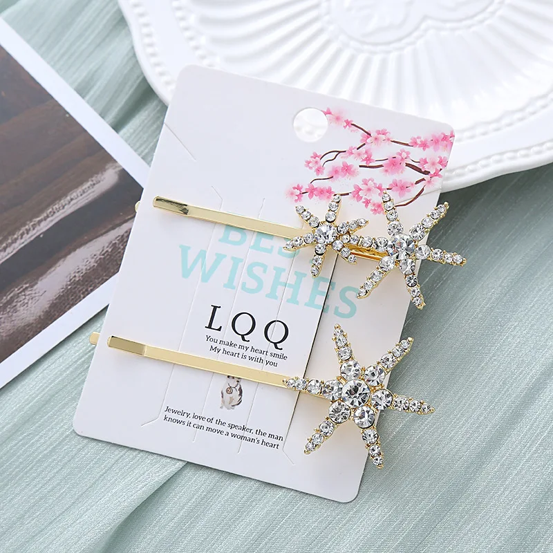 

Заколки для волос со сверкающими звездами и стразами, комплект из 2 предметов, бесшовные заколки с краями, нескользящая ручка для женщин и девочек, модные аксессуары для волос