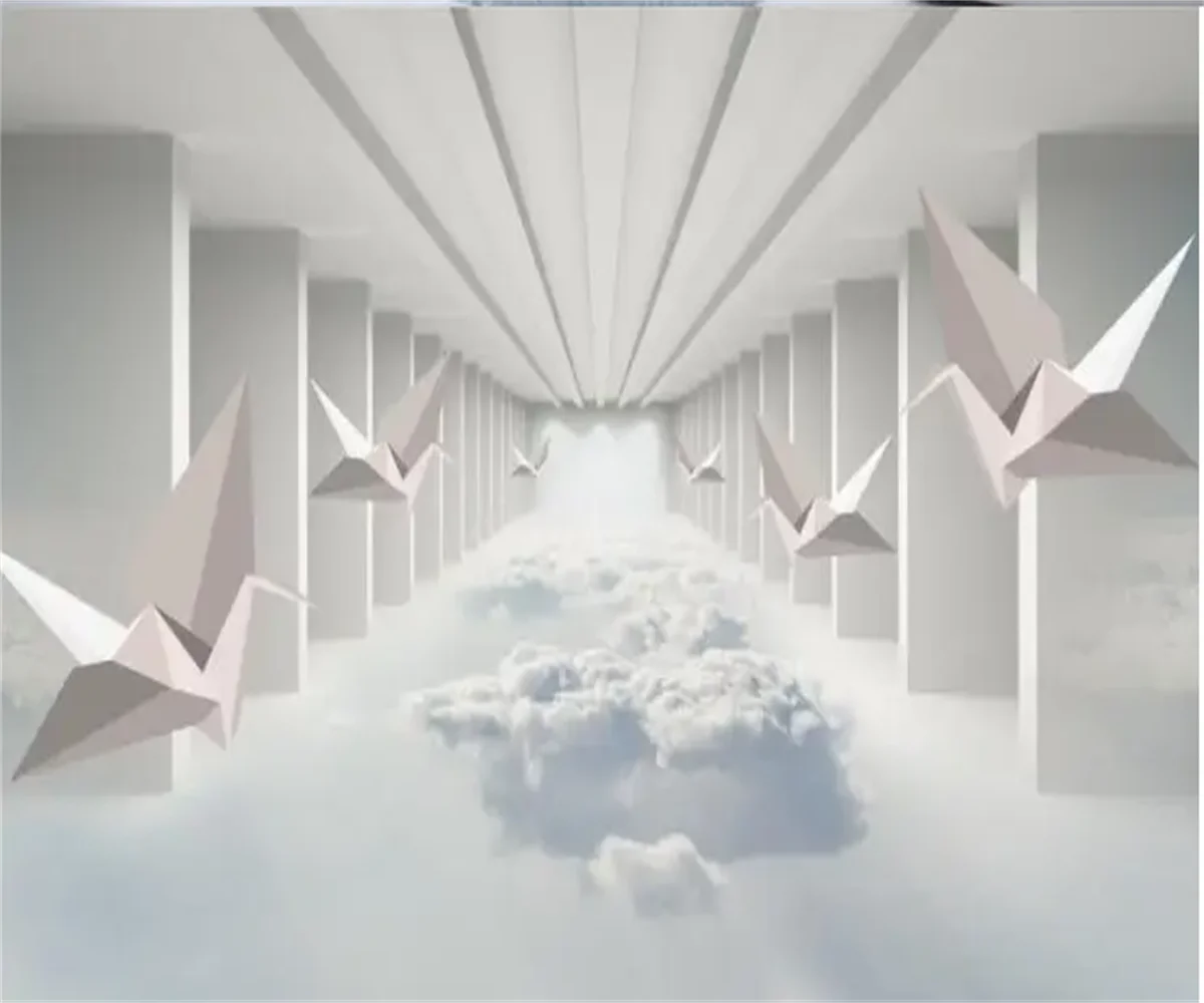 

3d обои для украшения дома по индивидуальному заказу, абстрактное пространство, голубое небо, облака, 3d стереоскопические фотографии, настенные обои, папье-пейнт