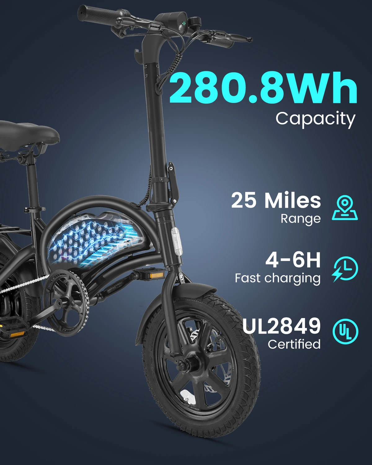 【1 Year Warranty】DYU D3F Electric Bicycle Peak 500W Motor 36V7.8AH Lithium Battery Electric Bike,20mph city E-bike UL2849 view 3