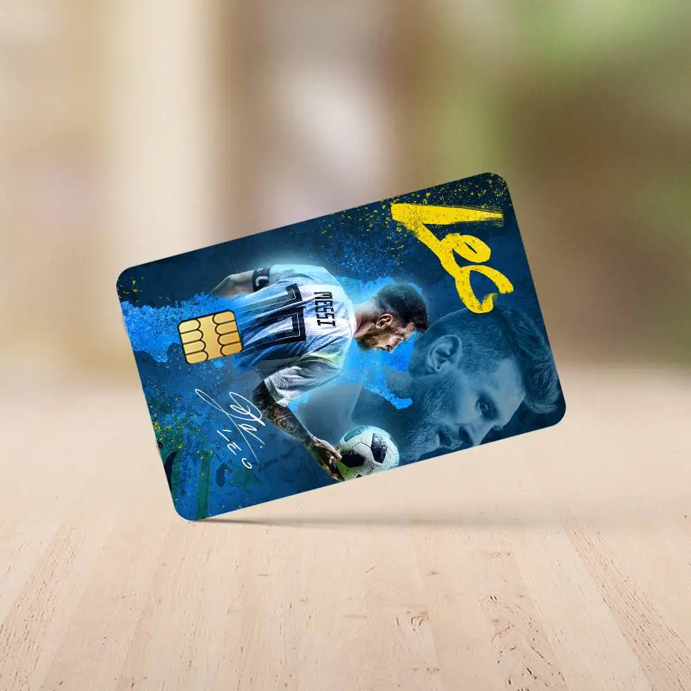 سوبر ستار كرة القدم M-Me-Messi-S ملصقات بطاقات الائتمان الرائعة الجلد لخصم البنك حماية الزخرفية 4 قطعة المضادة للخدش مقاوم للماء