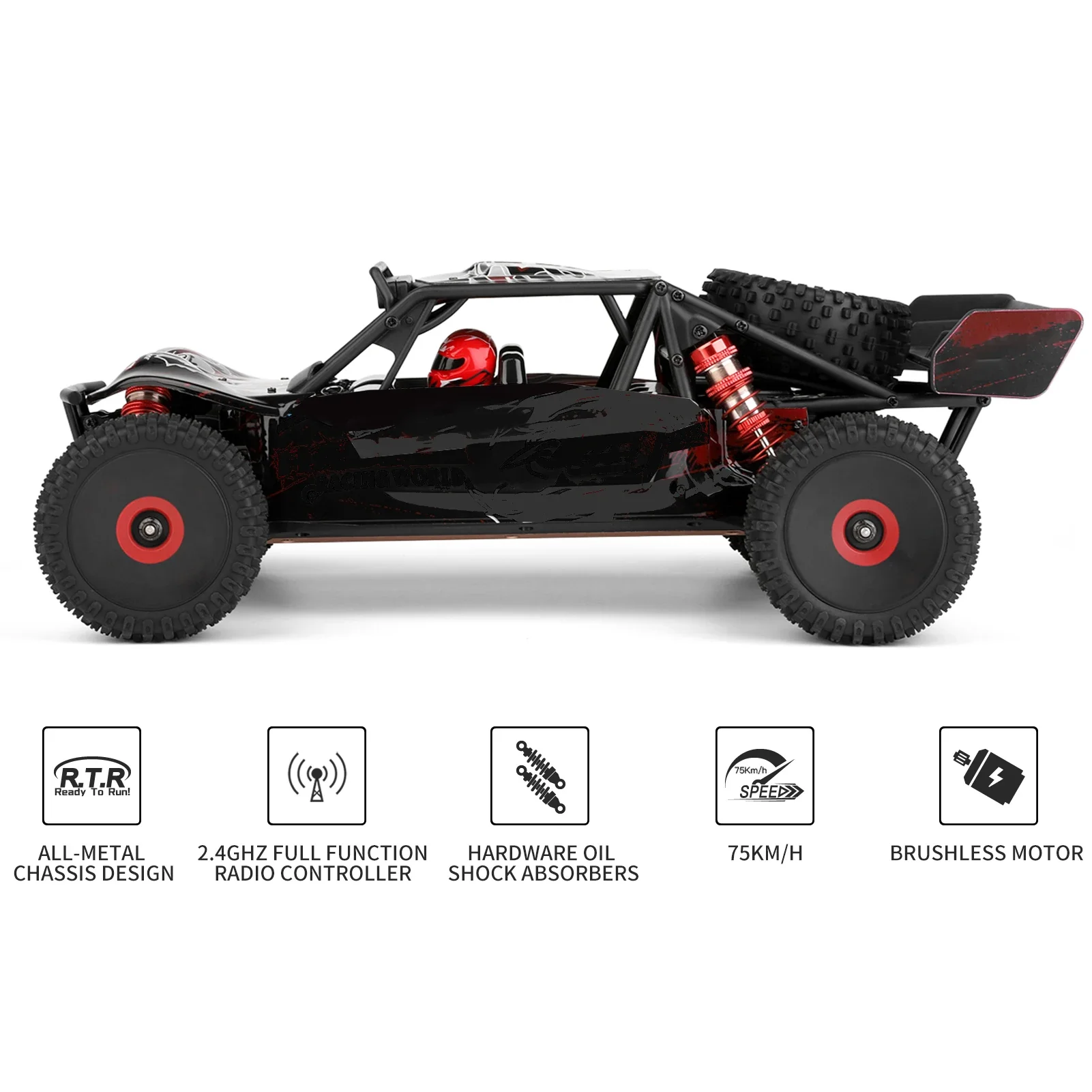 for  124016 Remote Control Car Off-Road Car High Speed Remote Control Crawler 1/12 2.4GHz Race Car 75km/h 4WD RTR Metal Chassi