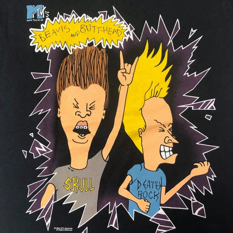 Vintage 1993 MTV Beavis and Butt-Head 'Rockin Out' Graphic T-Shirt Cotton Men Women Streetwear Tee