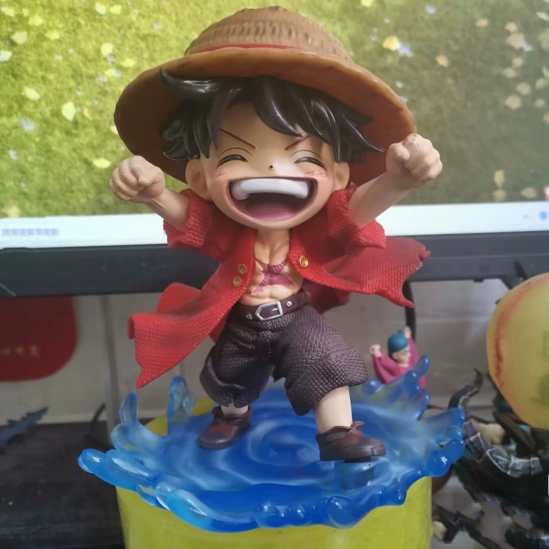 One Piece Gk Q-Version Model Childhood Monkey.D.Luffy And Cowboy Attire Portgas.D.Ace Trendy Anime Statues And Model Ornaments