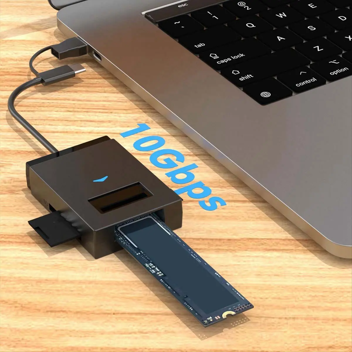 N86R M.2 NVMe SSD Enclosure 10Gbps Type C USB 3.1 to SSD External Storage Box Support SD TF Card Reader Direct Insertion