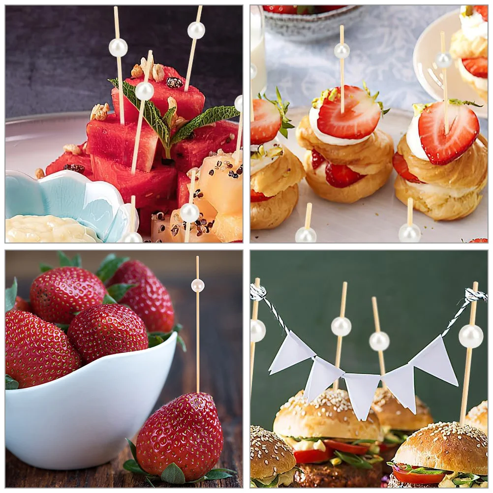 

200pcs Sandwich Toothpicks Bamboo Decorative Appetizer Skewers Disposable Party Food Picks Desserts Cocktails