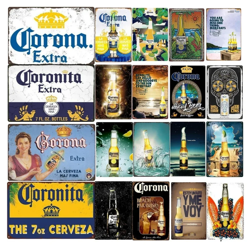 Bar Sign Beer Tin Signs Posters Corona Beer Signs Beer Poster Metal Signs Bar Wall Decor Bar Decor for Pub Home House Coffee