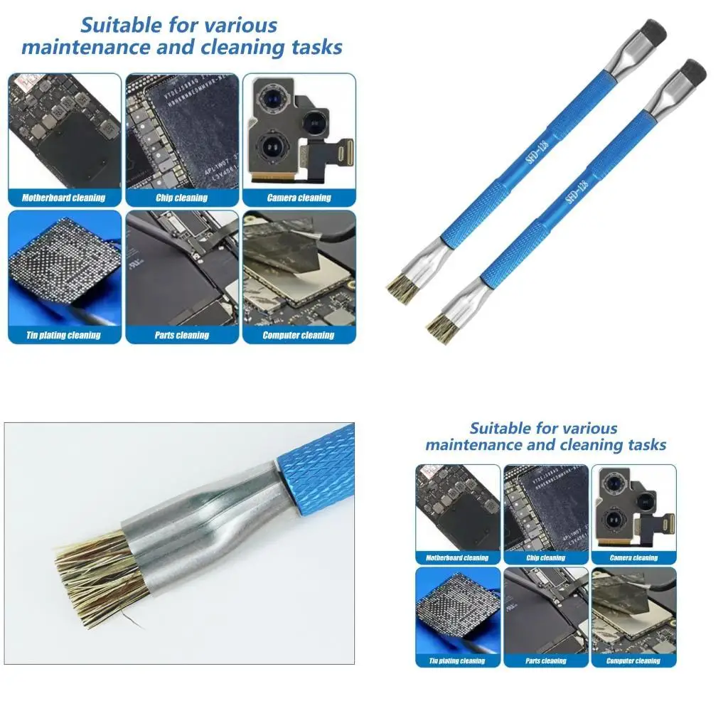 

31BA Heavy Duty Twin Head Bristle Brush for Mobile Device IC Pad Maintenance Cleaning