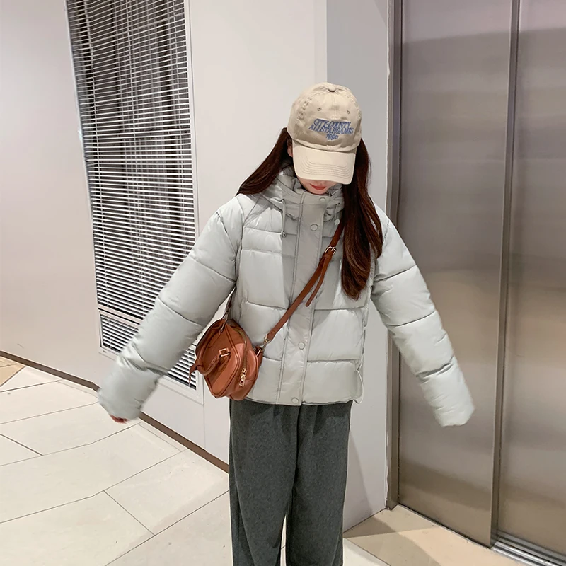 

Корейское женское пуховое хлопковое пальто Jaet 2025, новое свободное облегающее зимнее пальто с капюшоном, прямая трубка, длинное све