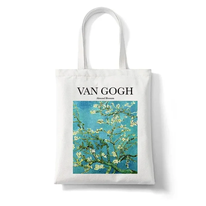 Borsa per la spesa Harajuku di grande capacità Van Gogh pittura borse a tracolla da donna senza cerniera borse di tela per ragazze borsa a mano