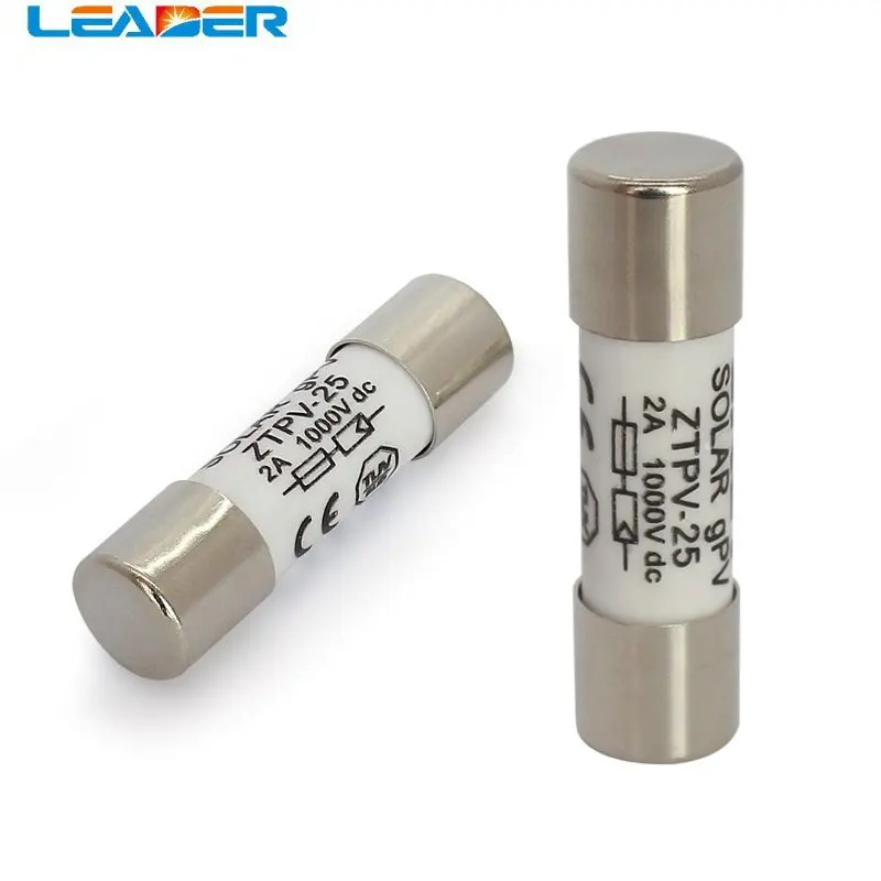 LEADER 10 Pcs Lot 1000V 10*38MM 10A 12A 15A 20A 25A 30A DC PV Solar Fuse Metal Alloys for Solar Power System Protection BX0234