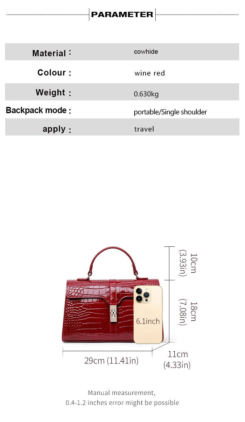 Aidrani Damen Echtleder-Umhängetasche mit Klappdeckel - Crossbody- und Schulterstil, Krokodilmuster-Kissen-Tasche – Detail 4