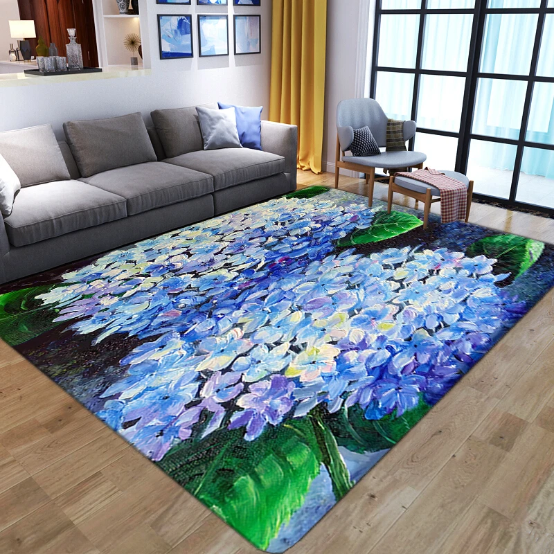 Cartoon Bee With Flower 3D Printed Carpets For Living Room Bedroom Bedside Sofa Area Rug Floor Mat Hallway Bathroom Non-Slip Rug