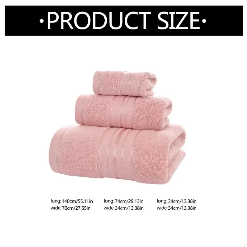 3 Piece Cotton Bath Towel Hand Towel And Washcloth Set Soft Absorbent Quick Dry Towels For Home Gym Travel Portable B03E