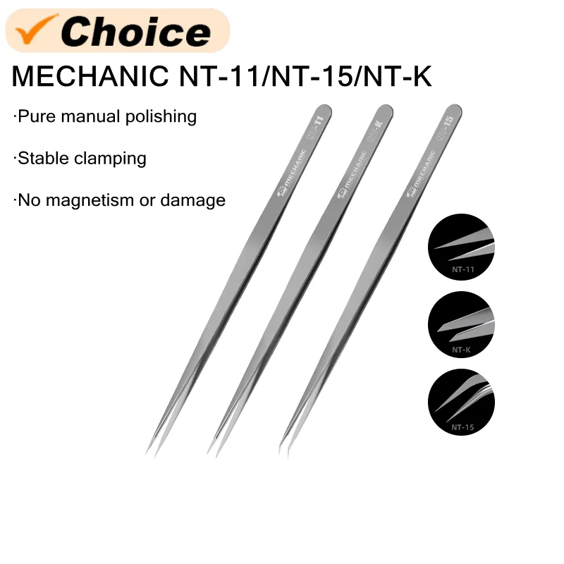 Mechanic NT-11/NT-15/NT-K Non-magnetic Ultra-hard Tweezers for Clamping Chips/components/flex Cables/clamps IC Soldering Repair