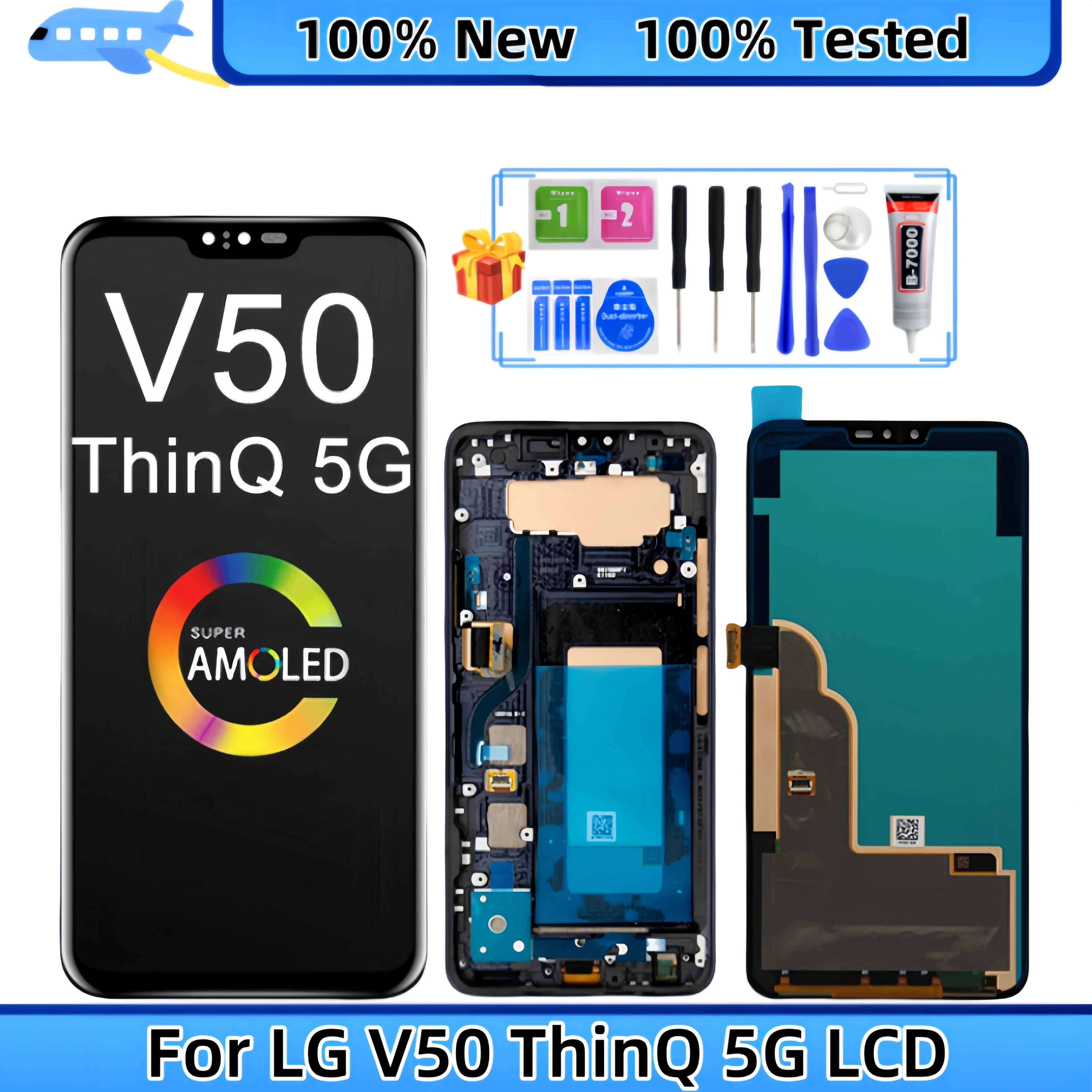 

For LG V50 5G ThinQ V500 LM-V500 V500N V500EM V500XM LM-V450PM LM-V450 LCD Display Touch Screen Digitizer Assembly Replacement