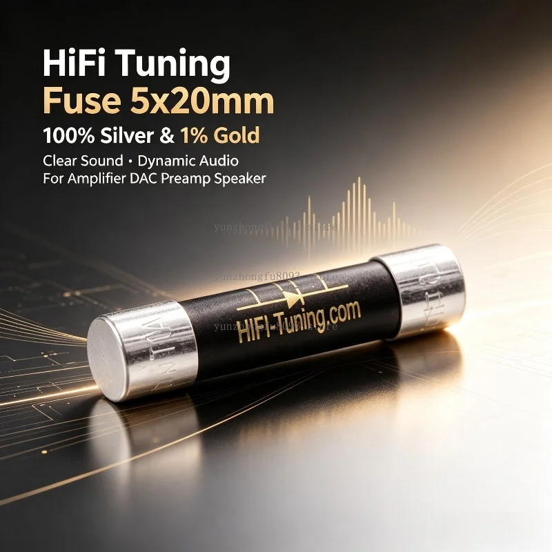 HiFi Tuning Fuse 5x20mm, Premium 100% Silver & 1% Gold Audio Fuse for Amplifier, DAC, Preamp and Speaker Systems