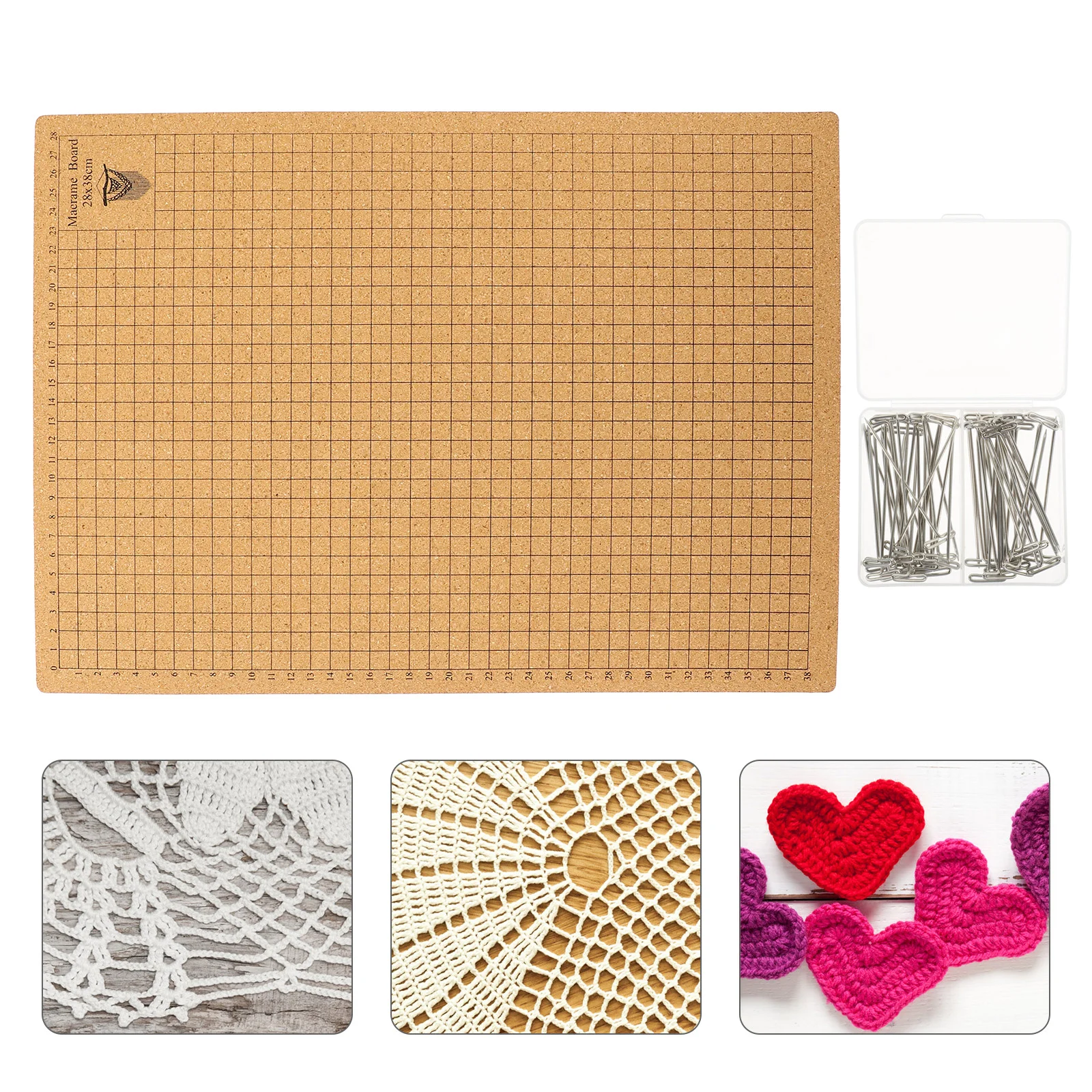 Braided Fixing Plate Macrame Board for Woven Cork Bracelet Project with Pins Boards Measuring Knotting Craft and Thumb