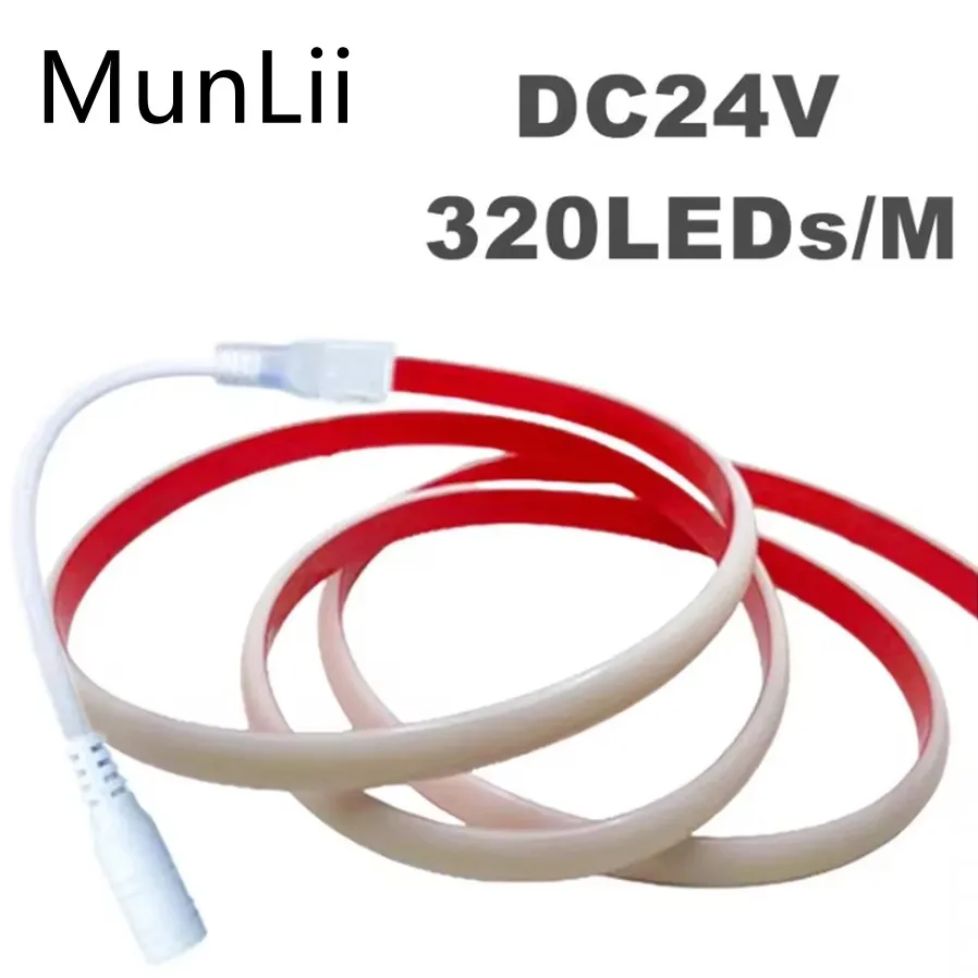 DC24V IP68 COB LED Strip Light CRI90 Flexible LED Tape 320LEDs/M Waterproof Silicone Tube High Density Liner LED Strip Lamp