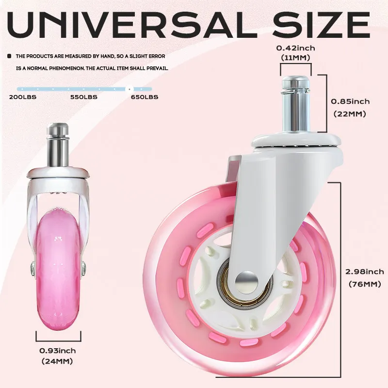 3 inch PU pink universal wheel caster computer chair wheel office chair wheel quiet and smooth cross-border special supply