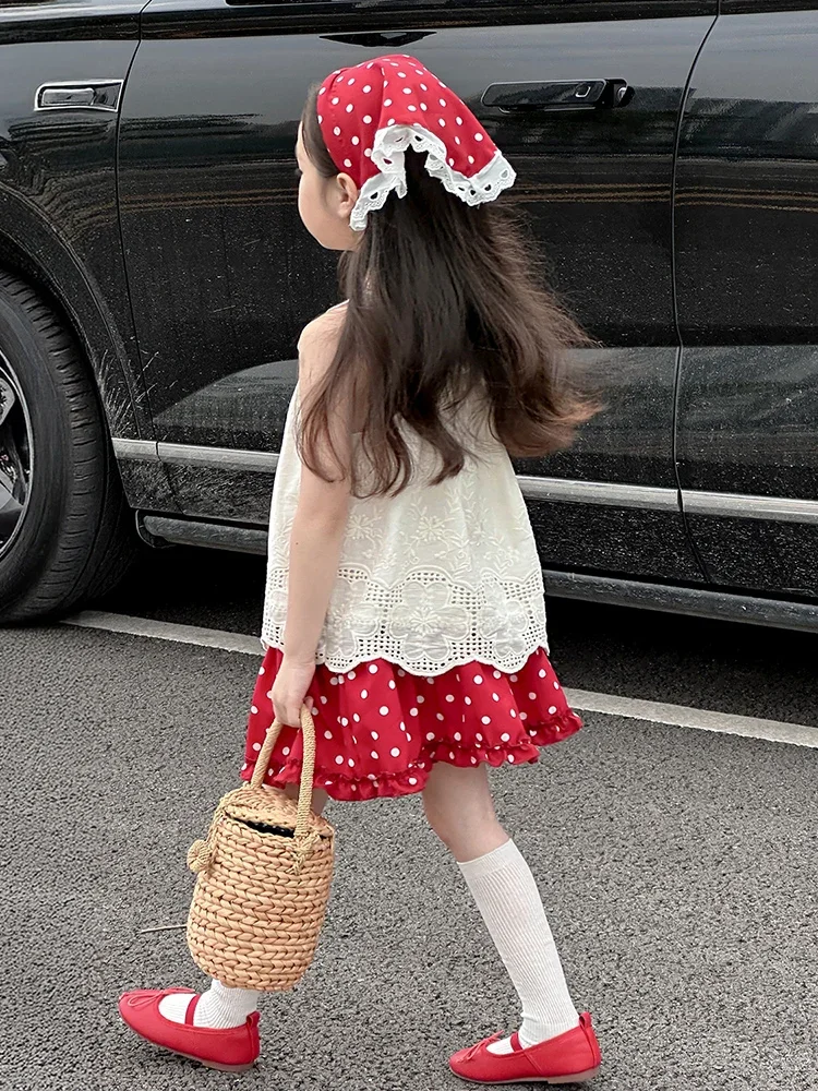 

Летняя одежда для девочек, корейский комплект Sle, уникальная красивая детская одежда Dopane, дышащая одежда Hine Waable Round Dot Pat...