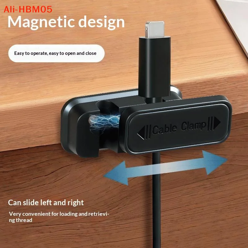 (HB05)Magnetic Dual Slot Cable Clamp With Strong Adhesive Backing For Home Office Desktop Cable Management