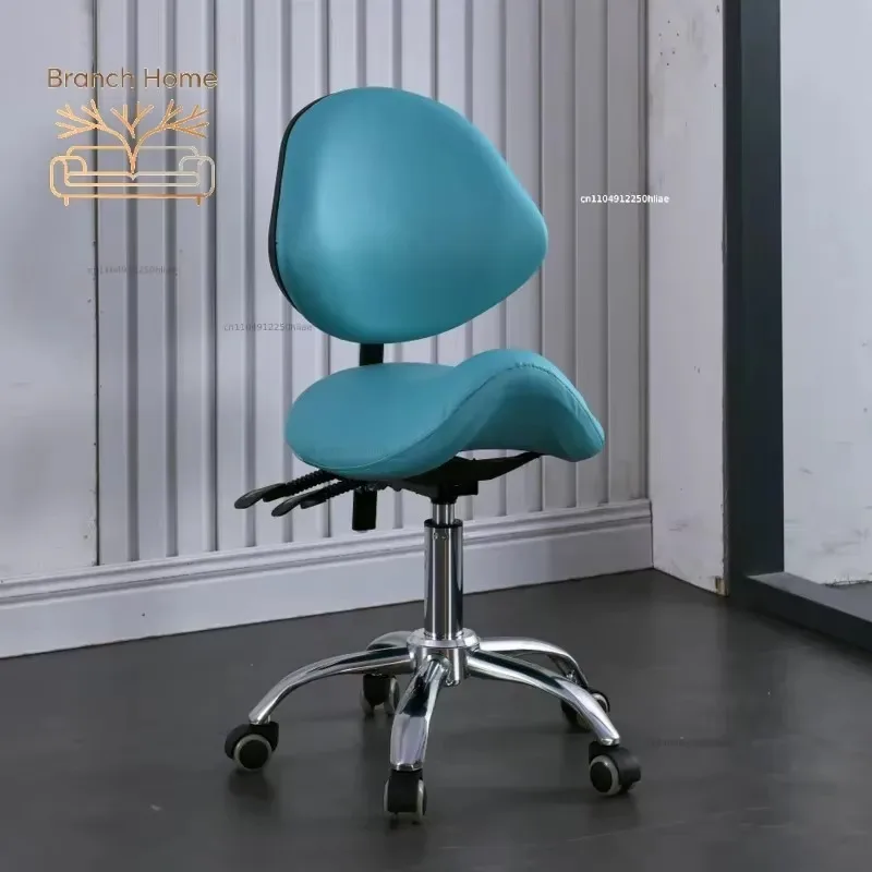 Adjustable Dental Practitioner Saddle Chair Rotating Barber Beauty Salon Makeup Stool with Backrest for Comfortable Use