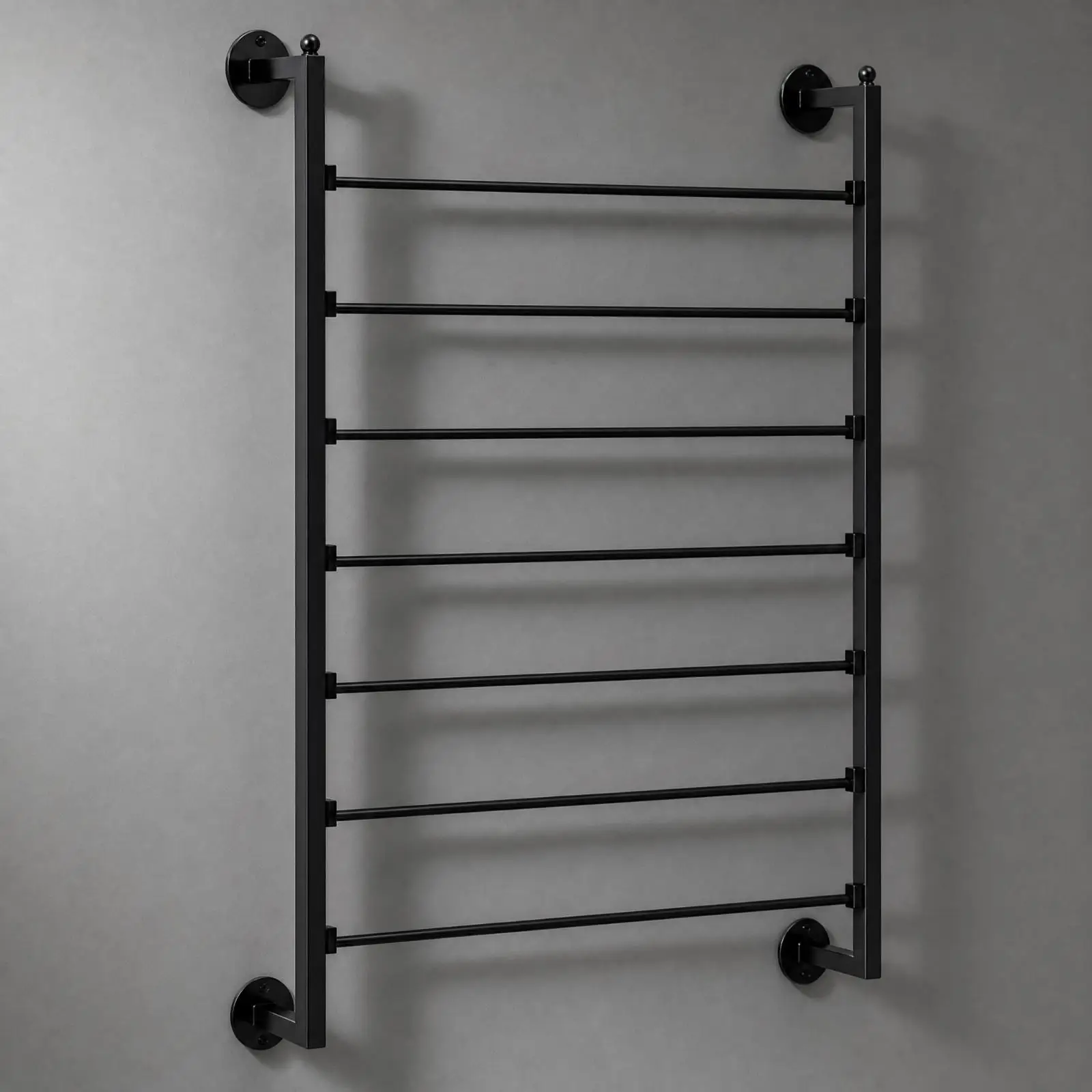 Black Bathroom Towel Rack Wall Mounted Space Aluminum Multi Level Hanging Shelf for Clothes Scarves Storage