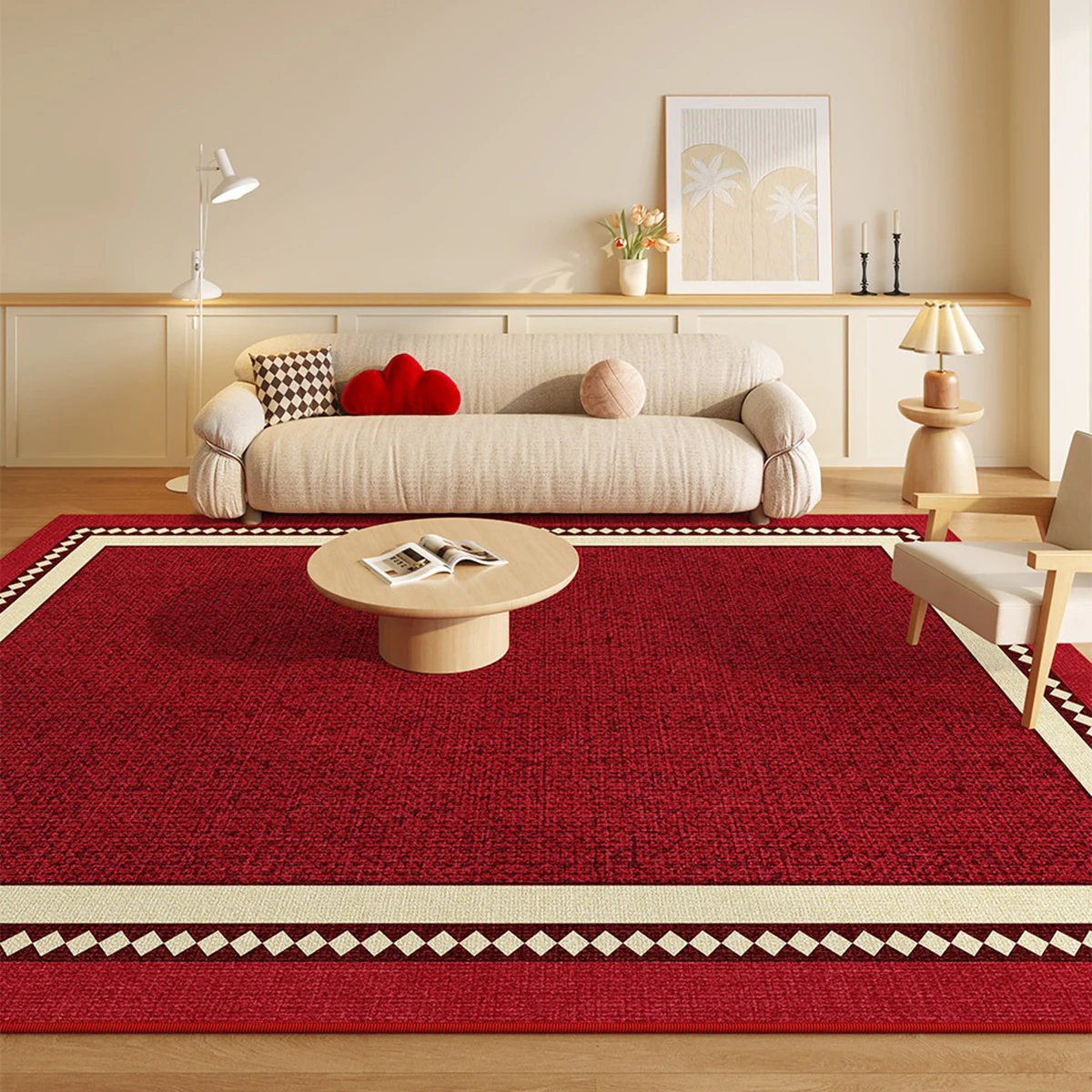 Red Area Rugs for Living Room Home Decoration Light Luxury Large Carpet for Bedroom Floor Mats Room Rug 러그 Alfombra Salón Grande
