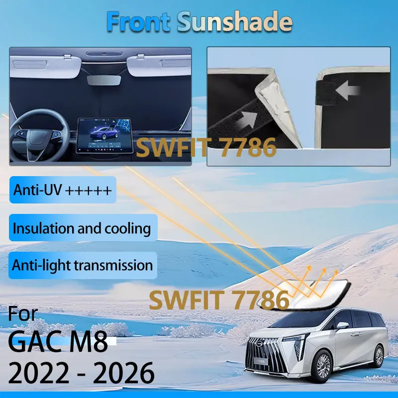 

Front Window Sun Visor For Trumpchi GAC M8 2022 - 2026 Windshield Heat Insulation Waterproof UV Sun Shades Protection Accessorie