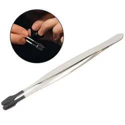 Rubber Tipped Tweezers Rubber Coating Long Tweezers Flat Tip Bead Stamp Coin Jewelry Tweezers Tong Hand Tool