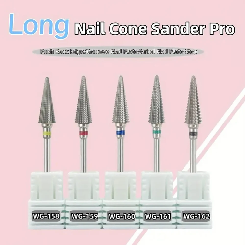 

New 5-in-1 Long Carbide Professional Tungsten Steel Nail Drill Bit Gradient Teeth Design for Pre-treatment and Removal