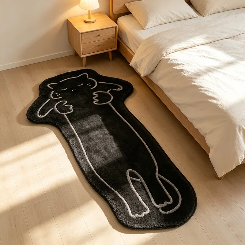 VIKAMA Cartoon Special Cat Plush Carpet Soft Non-Slip Bedroom Bed Blanket Living Room Balcony Mat Home Decoration