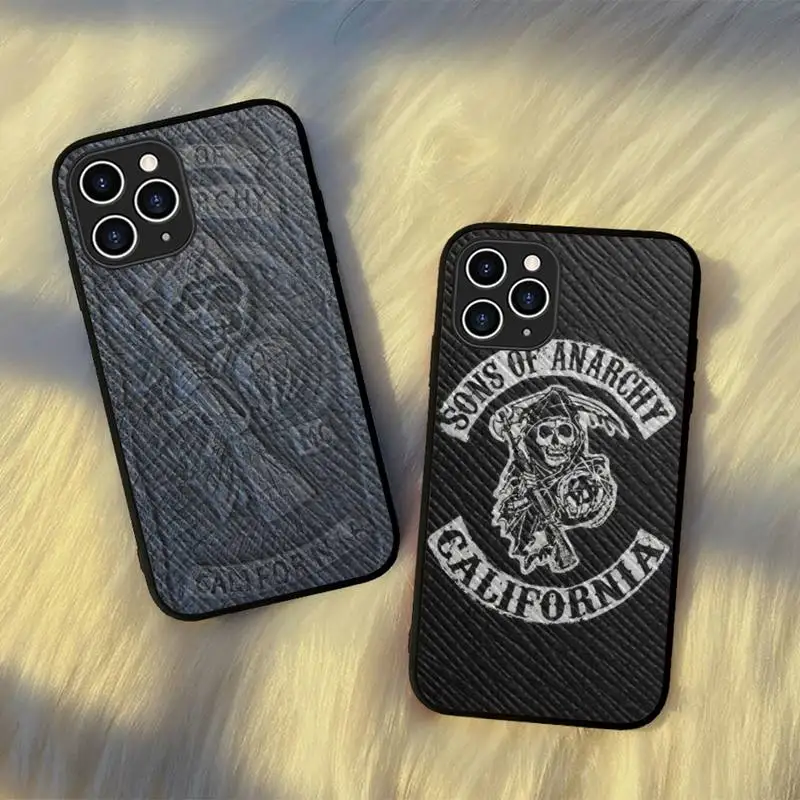 MaiYaCa sons of anarchy USA TV Painted Phone Case Hard Leather Case for iPhone 11 12 13 Mini Pro Max 8 7 Plus SE 2020 X XR XS