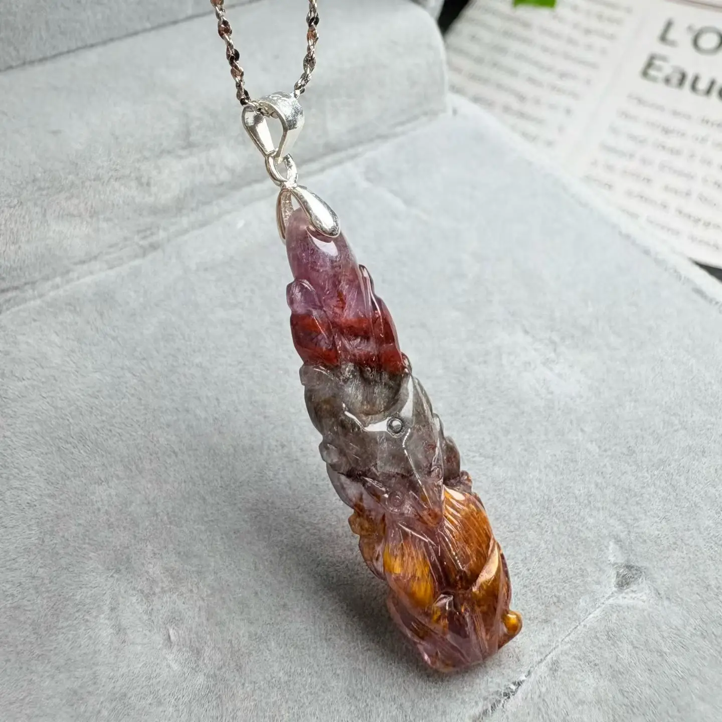 

1 Pc Fengbaowu Natural Stone Purple Quartz Rutilated Aurora 23 Fox Pendant 925 Sterling Silver Jewelry Gift For Women