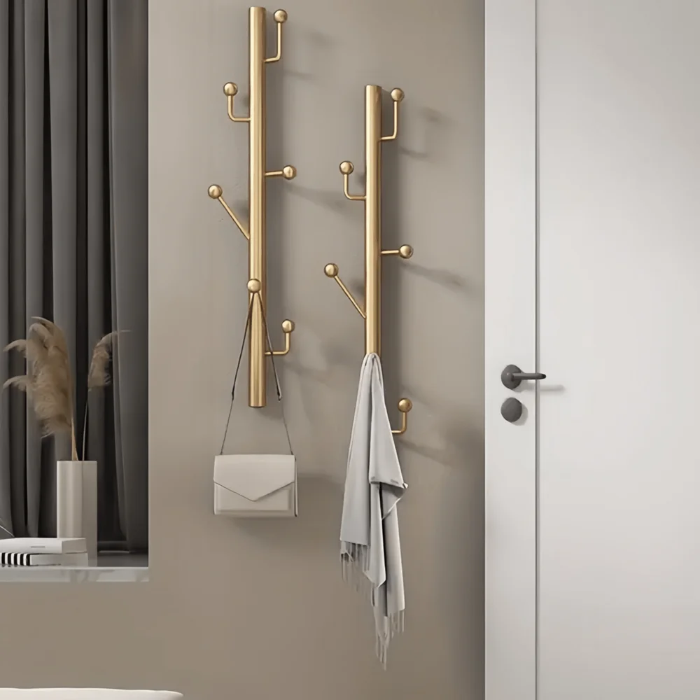 1pc WallMounted Coat Rack, Black Metal Vertical Hat Rack, Floating Garment Hooks For Jackets Bags Scarves, Entryway Office Hall