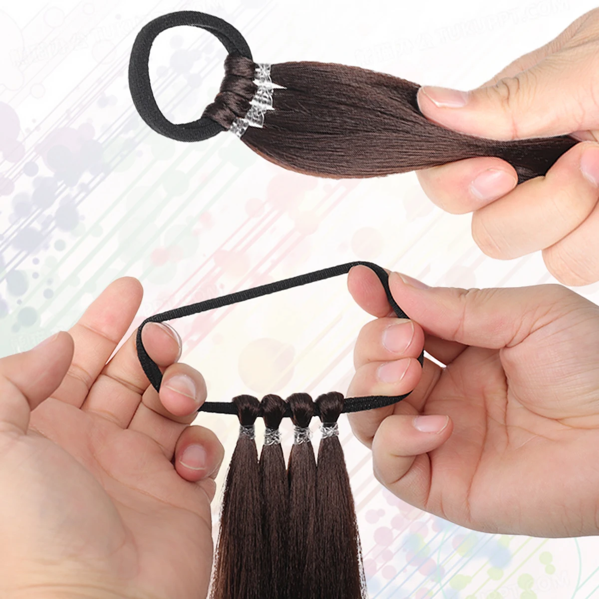 Braid DIY Ponytail Extensions Synthetic With Hair Tie Wrap Around Hair Braid Extensions Tail Rubber Band Hair Ring 28 Inch Ombre