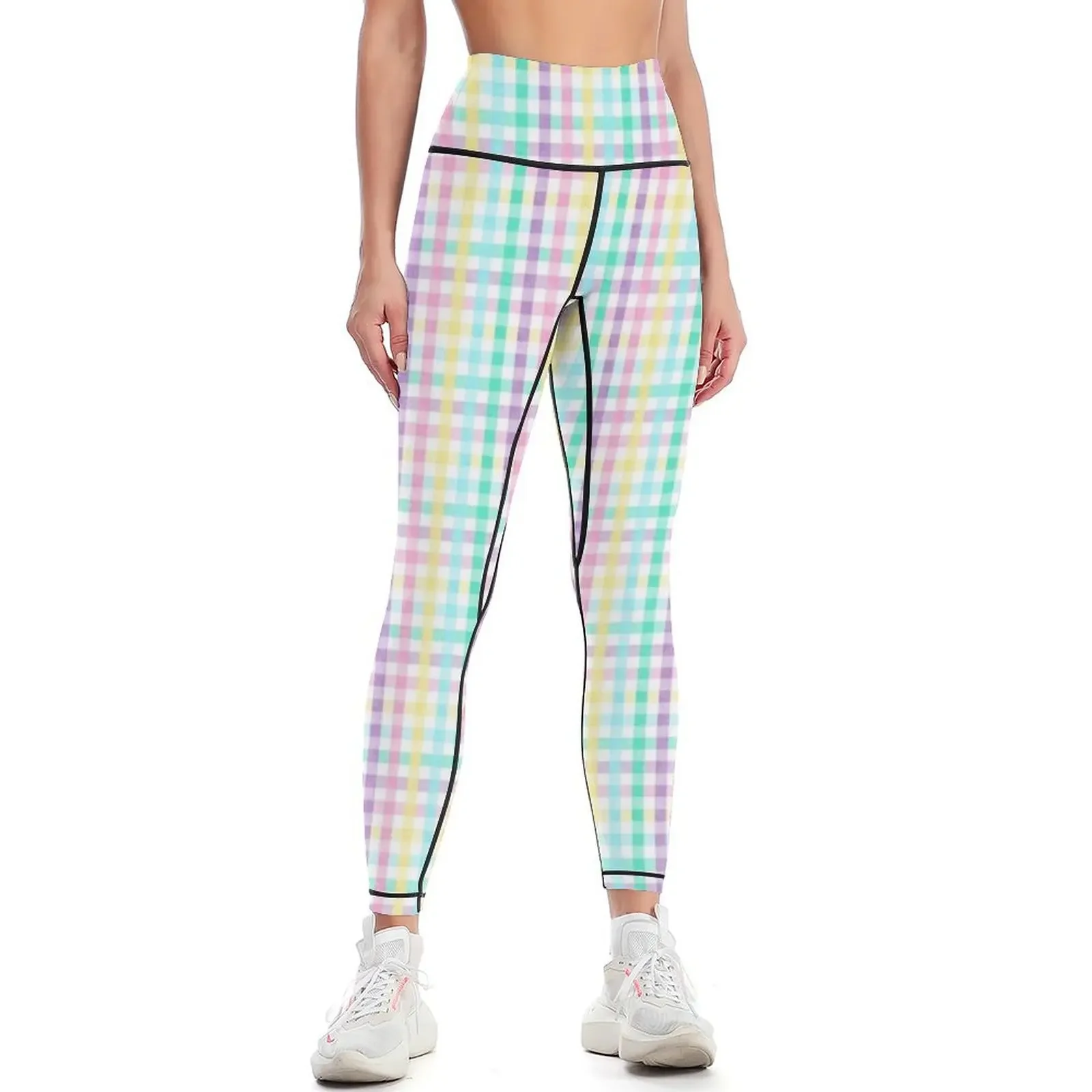Spring Plaid - Pastel Easter Check Leggings sporty woman push up Women's gym legging push up Women's pants Womens Leggings