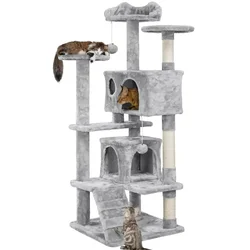 54.5“ Double Condo Cat Tree with Scratching Post Tower