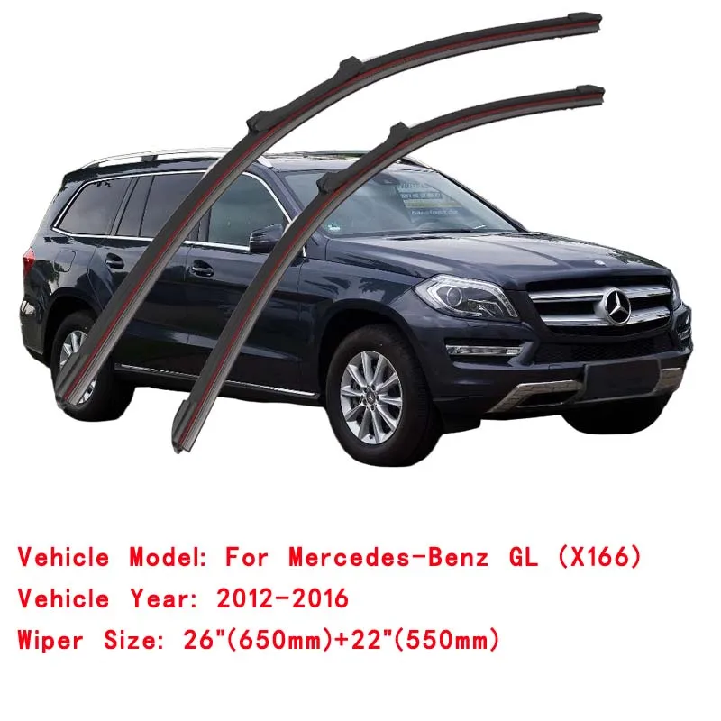 For Mercedes Benz GL SUV X166 GL350 GL400 GL450 GL500 GL63 AMG 2012 2013 2016 2018 2019 Double Rubber Windshield Wiper Blades