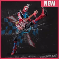 Spiderman Figure Peter Parker Figurine Punk Spider Man Action Figures Pvc Statue Collection Rock Roll Style 18cm Models Birthday