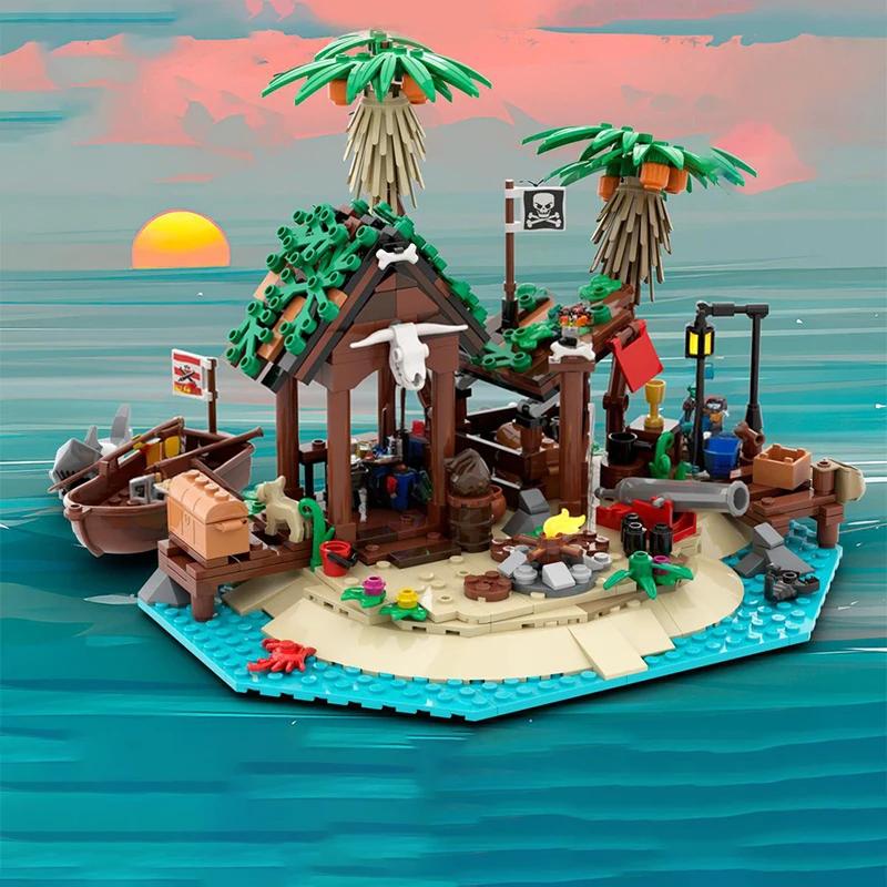 521pcs MOC Smuggler S Shanty Remake Pirates Model Building Blocks Room Accessories, Home Decor Bookshelf Display Gift For Adults