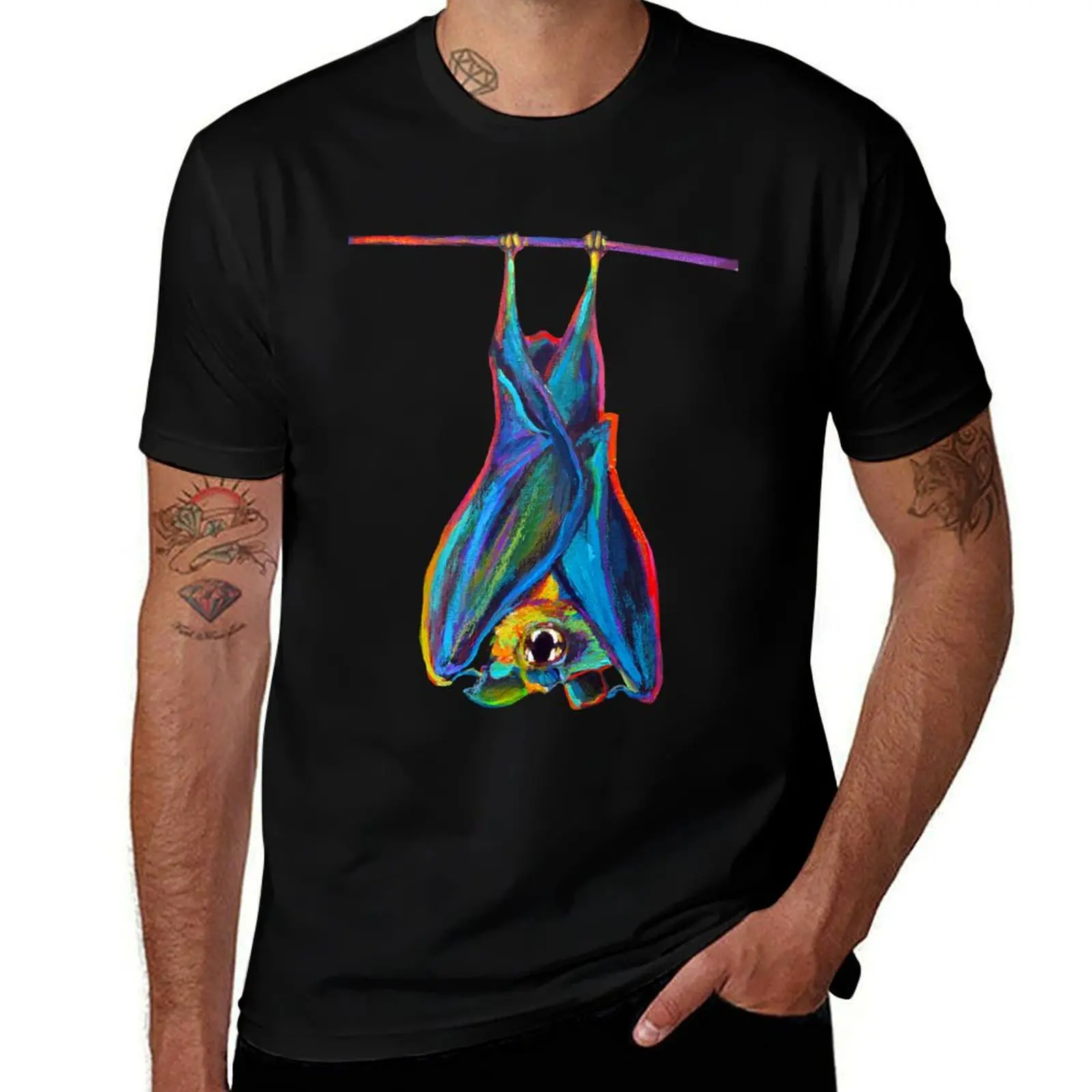 Spooky Hanging Bat T-Shirt Sports Casual Breathable Tee Shirt T-Shirt